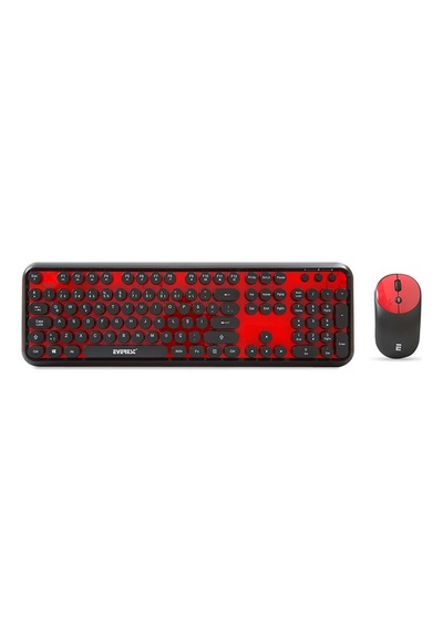 Everest Round Km-6282 Siyah Kırmızı Kablosuz Qmultimedia Klavye + Mouse Set Diğer