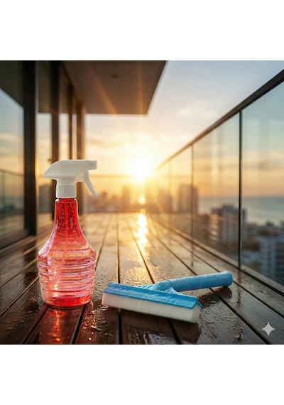 Vios Store 2'si 1 Arada Süngerli Cam Çekçeği Ve Sprey Şişesi Seti, İz Bırakmayan Camsil Aparatı, Duşakabin, Ay Diğer