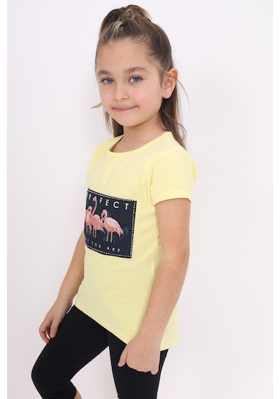Toontoy Kids Toontoy Kız Çocuk Flamingo Baskılı Tişört Sarı