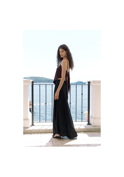 Mai Collection Mai Studios Co. Alytih Üçgen Detay Bordo Crop Bordo