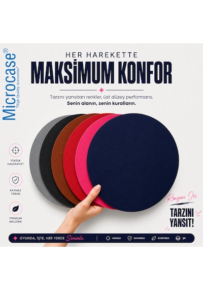 Microcase Oval Tasarım Bilgisayar Laptop Deri Mouse Pad Al5590 Açık Pembe