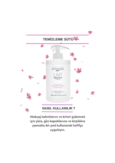 Byphasse Makyaj Temizleme Sütü Pratik Pompalı Ambalaj Tüm Cilt Tipleri 500 ML
