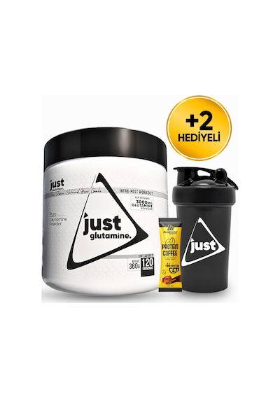 Just Nutrition L-glutamine 360 Gr Glutamin 120 Servis + Shaker + Protein Kahve Hediyeli Aromasız