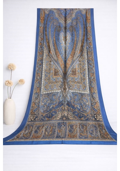 Shawl Secret Glamour Pamuklu Etnik S Al 2 - 52860 Mavi Turuncu Mavi