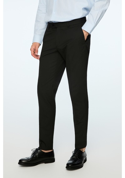 Morven Erkek Siyah Poliviskon Basic Düz Slim Fit Pantolon 26mc003025001 Siyah