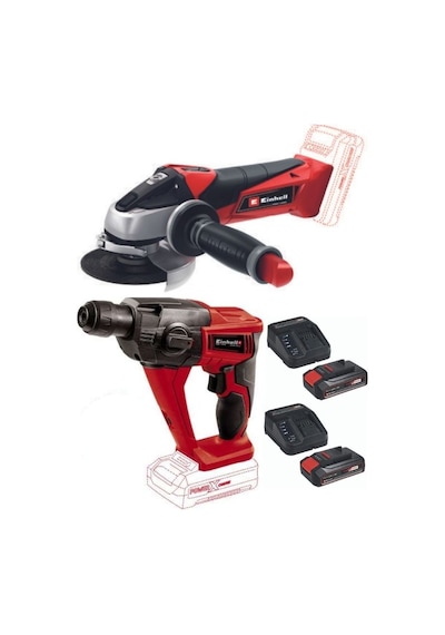 Einhell TE-HD 18'li Akülü Vidalama Delme TE-AG 18/115 Akülü Avuç Taşlama 2 x 2.5ah Starter Kit Set