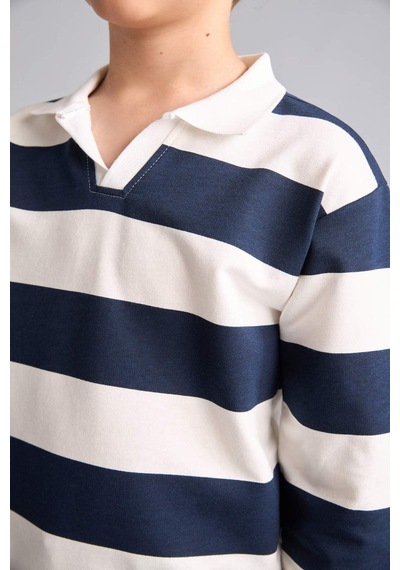 Defacto New Regular Fıt Uzun Kollu Apaş Yaka Pamuklu Lacivert Sweatshirt Erkek Çocuk H7130a826aunv256 Lacivert-nv256