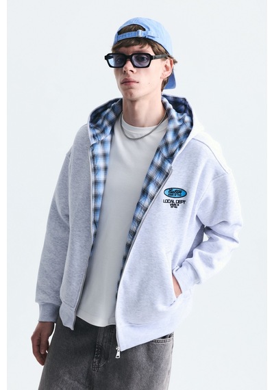 Vamos Boxy Fit Fermuarlı Kapüşonlu Sweatshirt V70-245 Çok Renkli
