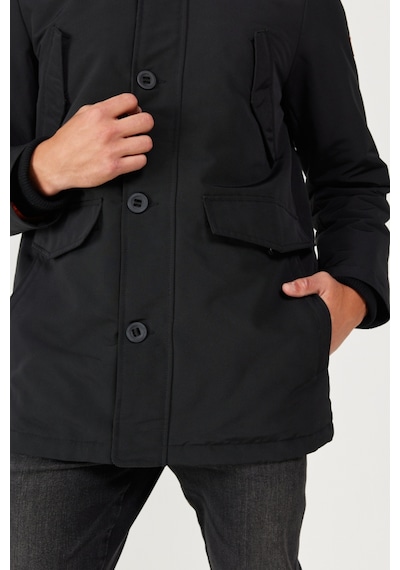 Wrangler Regular Fit Normal Kesim Dik Yaka Erkek Siyah Parka Mont W4D0Wx100 Siyah