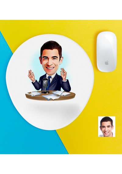 Kişiye Özel Bay Sunucu Spiker Karikatürlü Bilek Destekli Mouse Pa