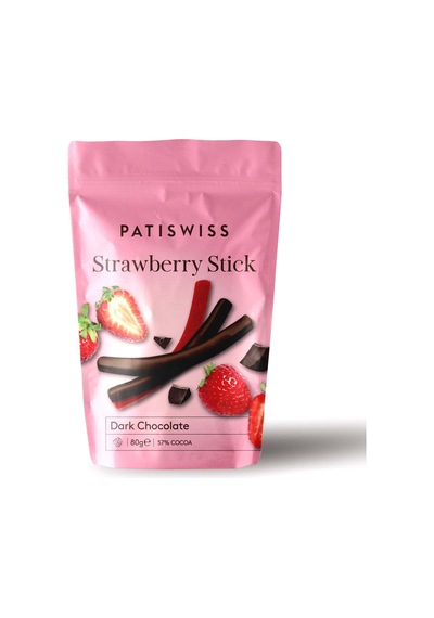 Patiswiss Bitter Çikolata Kaplı Çilek Çubuğu 80 G - 8 Adet Tarı