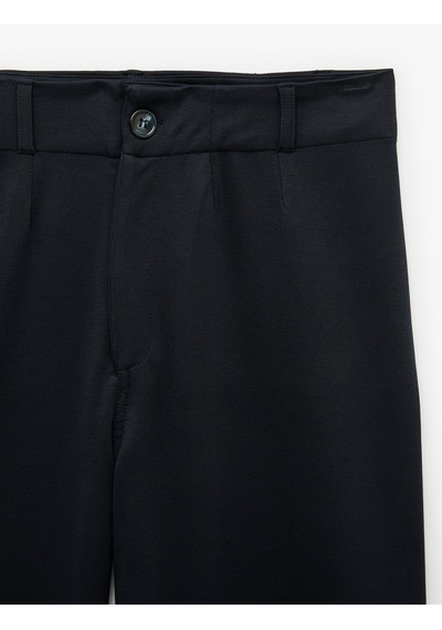 Koton Normal Bel Yan Cepli Düğmeli Straight Fit Kumaş Pantolon Lacivert 7wak40027ek