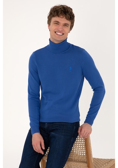 U.S. Polo Assn. Erkek Slim Fit Boğazlı Yaka Saks Basic Kazak 50288884-VR045