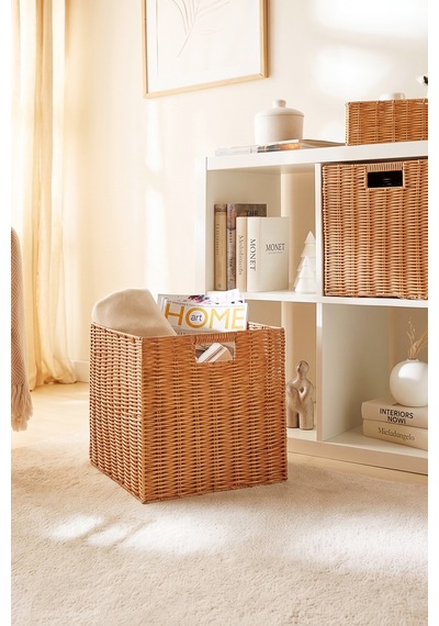Ocean Home Textile Yıkanabilir Bej Pp Rattan Sepet 33 X 33 X 33 Cm