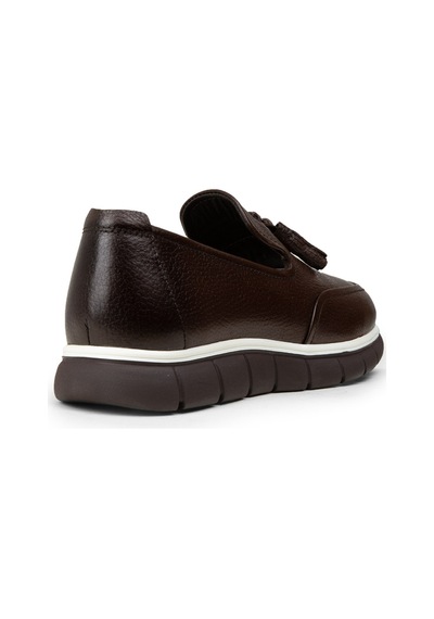 Deery Erkek Kahverengi Hakiki Deri Püsküllü Loafer - 02048mkhve01