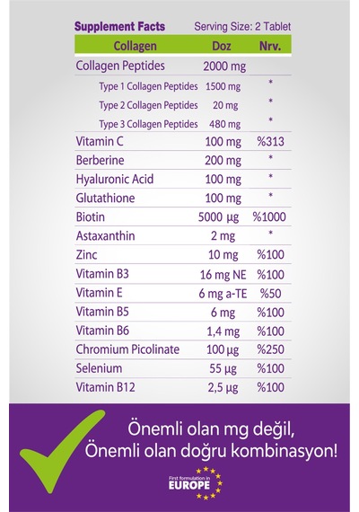Hidrolize Kolajen Tablet 60'lı Biotin Ve Selenyum İçeren Takviye Edici Gıda