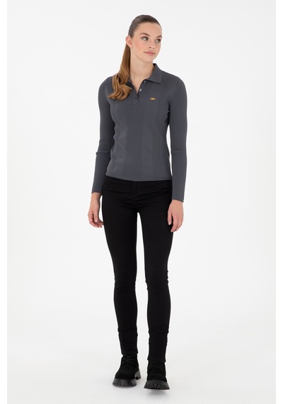 U.S. Polo Assn. Kadın Antrasit Polo Yaka Kazak 50297087-VR006