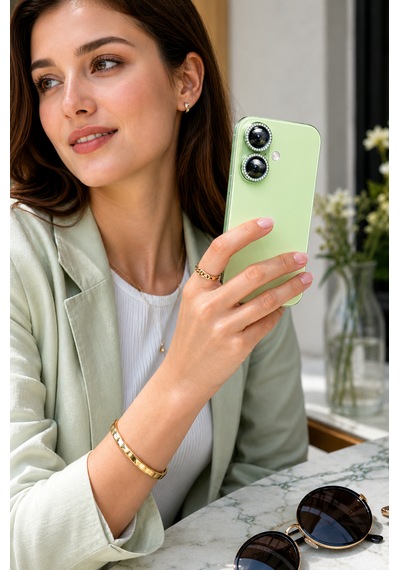 Apple iPhone 17 Uyumlu Taşlı Kamera Lens Koruyucu Ada Çayı