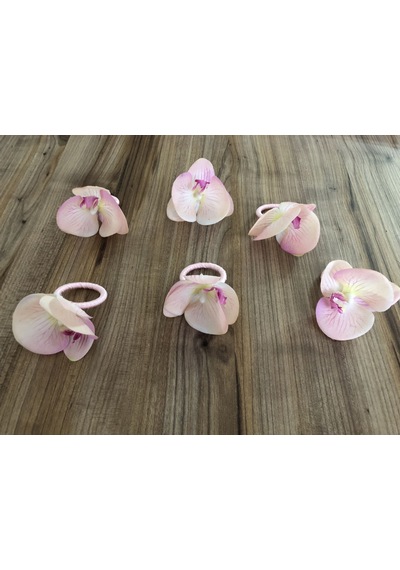 Pembe Orkide Çiçeği Peçete Halkası 6 Adet Çok Renkli
