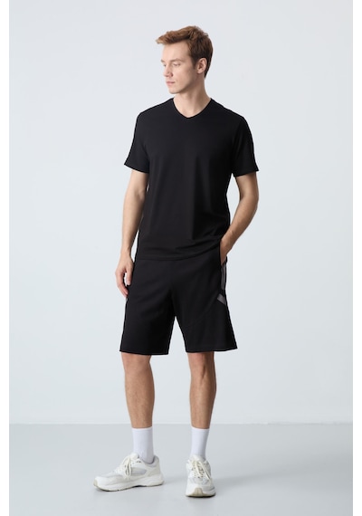 Air Jones Tommy Life Siyah Pamuklu Kalın Yumuşak Dokulu Standart Fit Basic Erkek Şort - 81281 Siyah