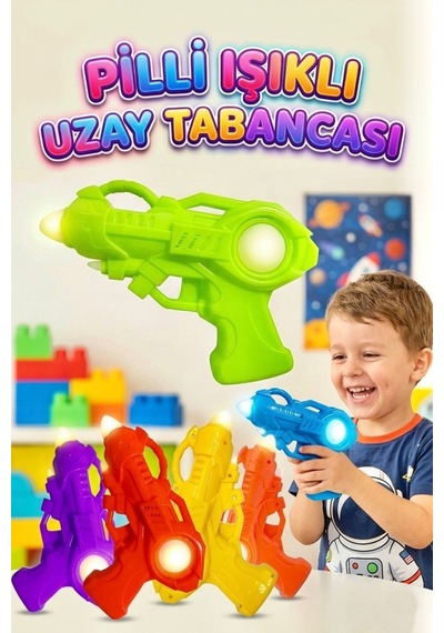 Işıklı Sesli Pilli Uzaylı Işın Tabancası - Renkli Modern 23cm Eğlenceli Oyuncak Tabanca