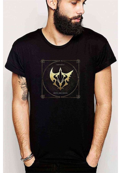 Pentakill Smite And Ignite Metal Rock Baskılı Siyah Erkek Tshirt