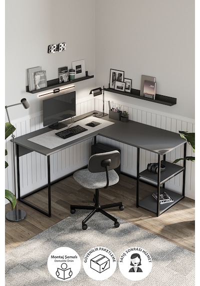 Bofigo Çalışma Masası Ofis Masası Köşe Masa Bilgisayar Masası Odin Antrasit Bofigo Çalışma Masası Ofis Masası Köşe Masa Bilgisayar Masası Odin Antrasit