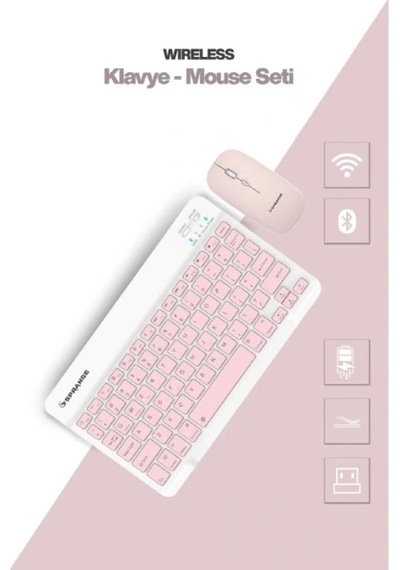 Pembe Kablosuz Klavye Ve Mouse Seti Diğer