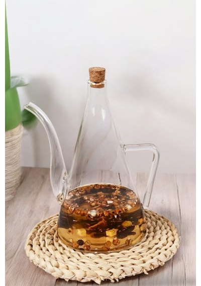 Morponi Borosilikat Cam Yağdanlık Yağlık Glazzy 500 Ml 1 Adet Standsız Şeffaf