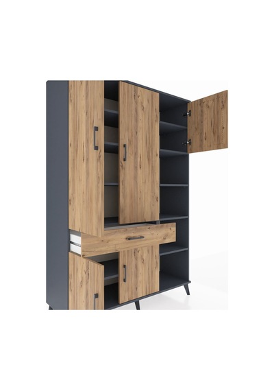 Hyperion Dolap 10 Raflı Tek Çekmeceli 5 Kapaklı 132x44x195 Antrasit-çam/çam Atlas Çam/atlas Çam Hyperion Dolap 10 Raflı Tek Çekmeceli 5 Kapaklı 132x44x195 Antrasit-çam/çam Atlas Çam/atlas Çam