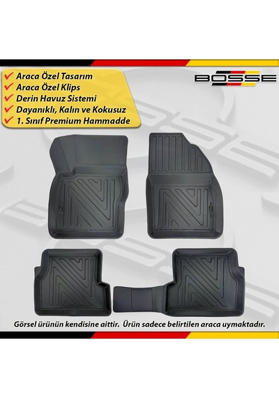 Ford Focus 2 Paspas Araca Özel Sedan / Hb 2005-2011 Derin Havuzlu Paspas Bosse North Serisi