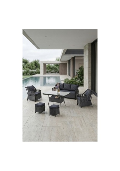 Dora Garden Home Ecem 7 Kişilik 3+1+1 2 Adet Puff Hediyeli Rattan Bahçe Takımı Antrasit Dora Garden Home Ecem 7 Kişilik 3+1+1 2 Adet Puff Hediyeli Rattan Bahçe Takımı Antrasit