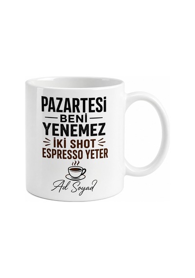 Pazartesi Sendromunu Yok Eden Espresso Kupa Bardak Özel Tasarım Hediye Beyaz / Çok Renkli