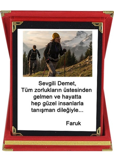 Fotoğraf Ve Yazı Baskılı Kişiye Özel Kırmızı Kadife Plaket