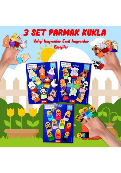 3 Set - 30 Parça Tox Evcil . Vahşi Hayvanlar Ve Emojiler Parmak K