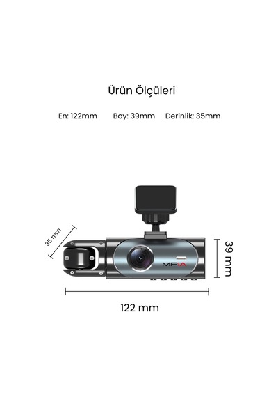 1080p Wi-fi Araç Kayıt Kamerası G-sensor 3 Lensli Hareket Algılama 3.18 İnç 4k 64 Gb Kart