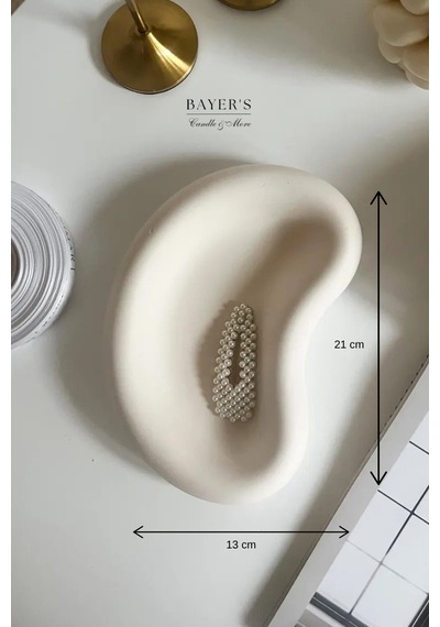 Pearl Curve Dekoratif Tepsi Takı & Aksesuar Tepsisi Beyaz