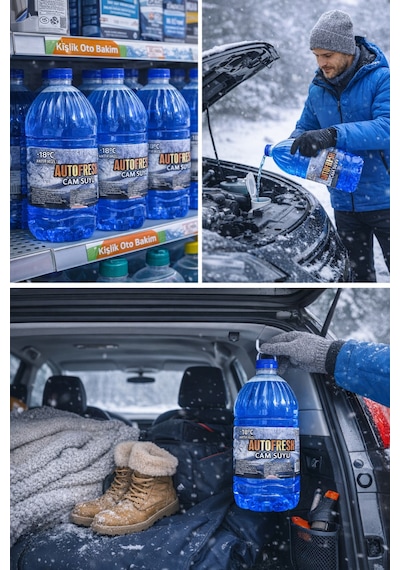 Oto Cam Suyu 3 Litre -18 C Derece Antifrizli Tuz İçermez Antifrizli Kışık Camsuyu 3 Lt
