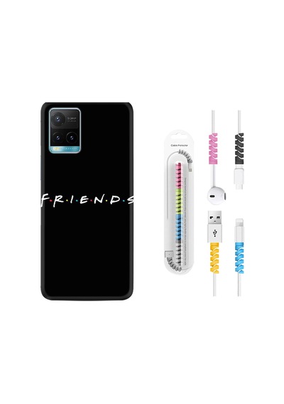 Vivo Y21S Kılıf Kablo Koruyuculu Friends 1410