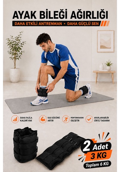 Spor Byfit 3 Kg x 2 Adet Siyah El veya Ayak Bileği Ağırlığı Siyah