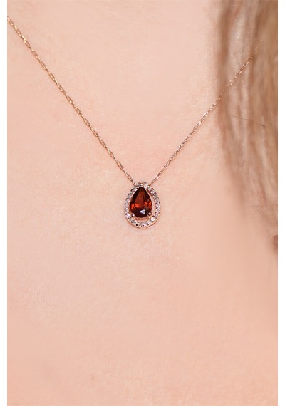 Pırlanta Yakut Damla Rose Kolye