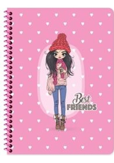 16x22 Cm Çizgisiz 80 Yaprak Telli Defter Karton Kapak 60 Gr Beyaz Sayfa Best Friends Çok Renkli