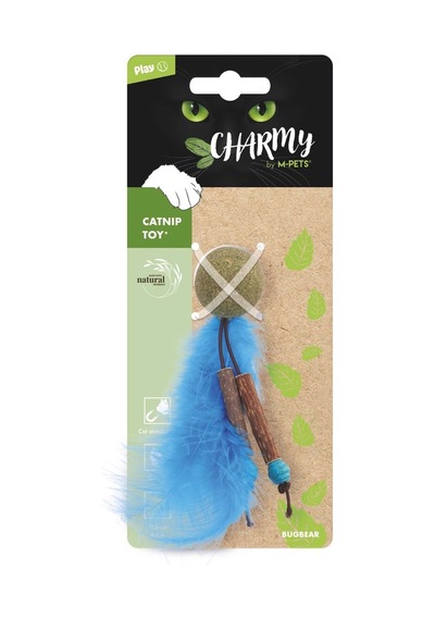 M-pets Charmy Bugbear Catnipli Tüylü Top Kedi Oyuncağı 11.5 Cm Mavi