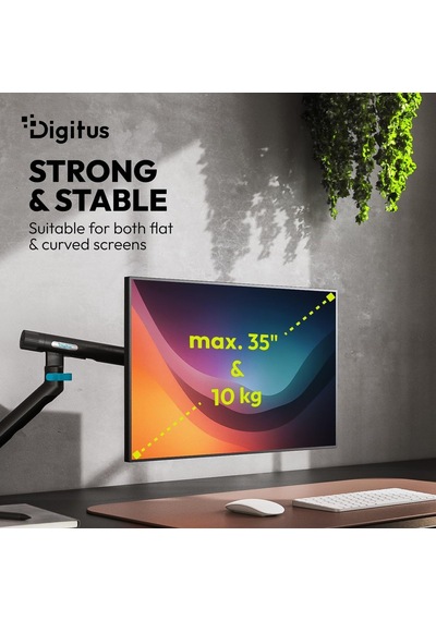 Monitör Tutucusu - Bir Monitör - 35 İnçe Kadar - Mekanik Yay - 10 Kg Taşıma Kapasitesi - Düz Ve Kavisli Ekranlar İ