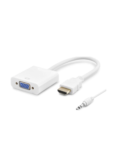 Hdmi To Vga Dişi Ses Çıkışlı Görüntü Dönüştürücü 1080p - Beyaz Hdx2019b Evimdeyokyok