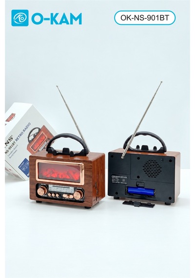 O-kam Ok-ns-901bt Taşıma Saplı Şömine Efektli Retro Radyo