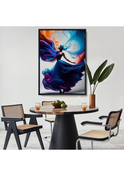 Miyrem^ Canvas Serie Mavi Kıyafetli Soyut Kadın Tablosu-8021