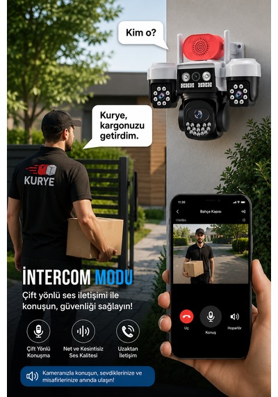 3 Kameralı Wifi Adaptörlü 12mp Hareket Algılamalı Gece Görüşlü Güvenlik Kamerası