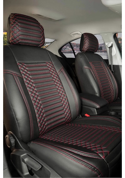 Renault Megane 4 Hb Lüx Full Deri Oto Koltuk Kılıfı Ön Arka Takım Exclusive Siyah Kırmızı