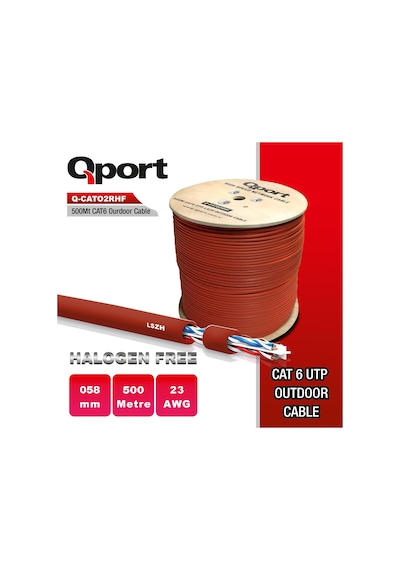 Qport Q-cato2rhf Lszh 500m 23awg Makaralı Halogen Free Kablo